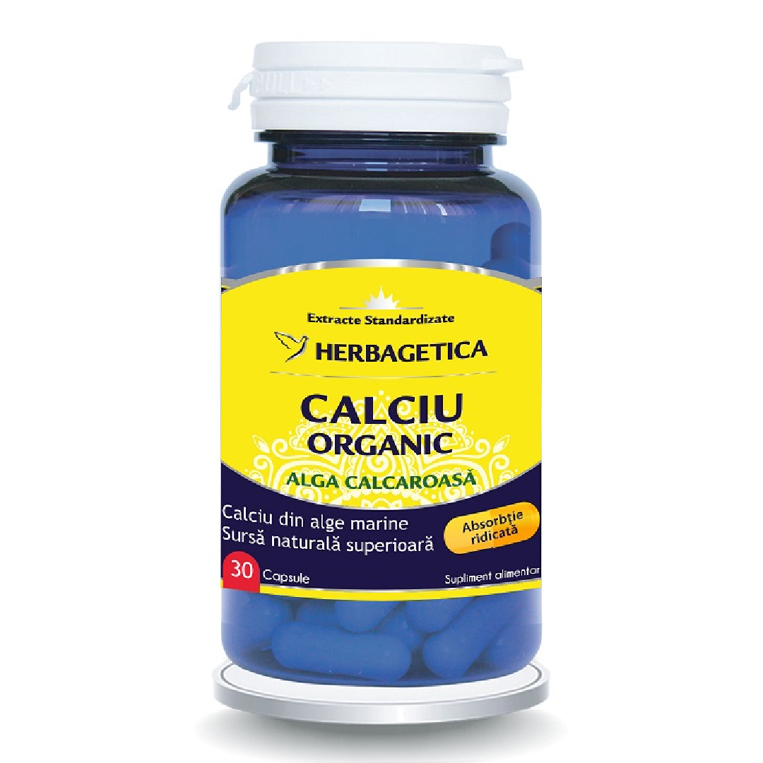 Calciu Organic cu alga calcaroasa, 30 capsule, Herbagetica