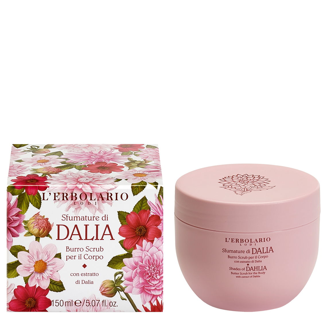 L'Erbolario Unt exfoliant pentru corp Shades of Dahlia, 150ml