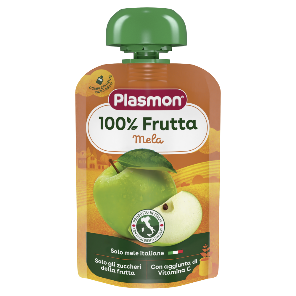 Piure din pulpa de mere si banane cu vitamina C, 100g, Plasmon