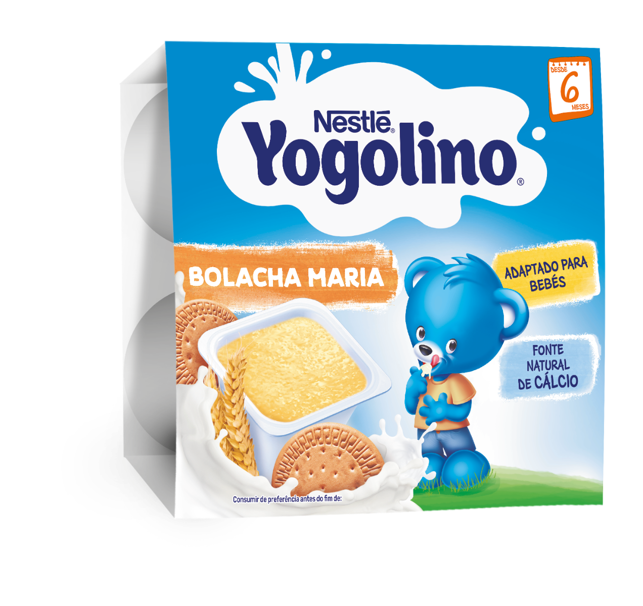 Gustare gris cu lapte si biscuiti Yogolino, 4 x 100g, Nestle