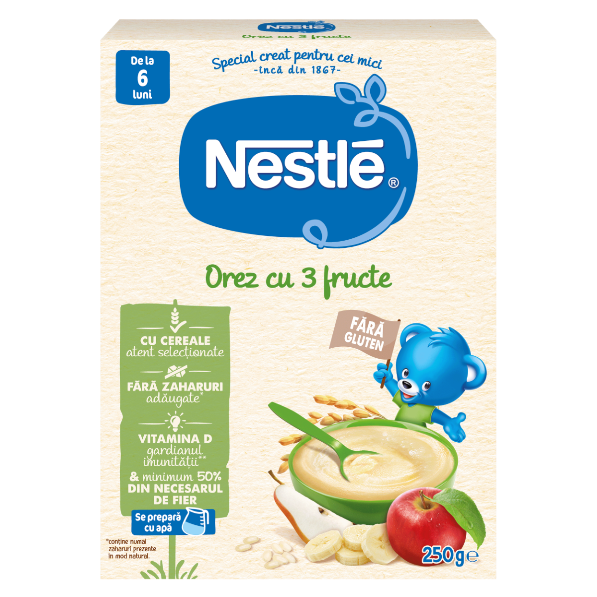 Cereale orez cu 3 fructe, 250g, Nestle