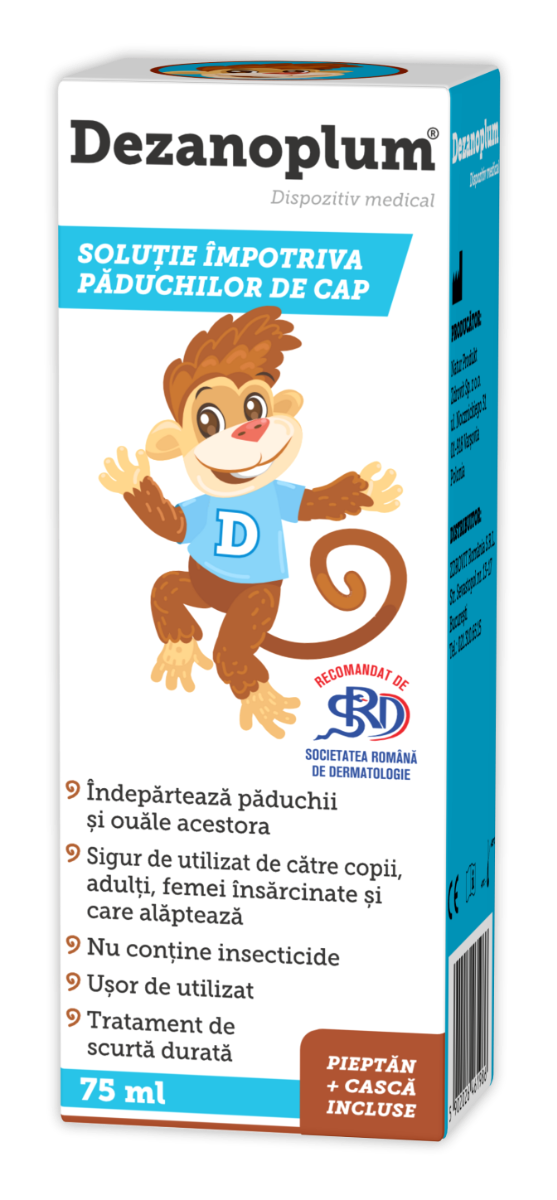 Dezanoplum solutie impotriva paduchilor, 75 ml, Zdrovit