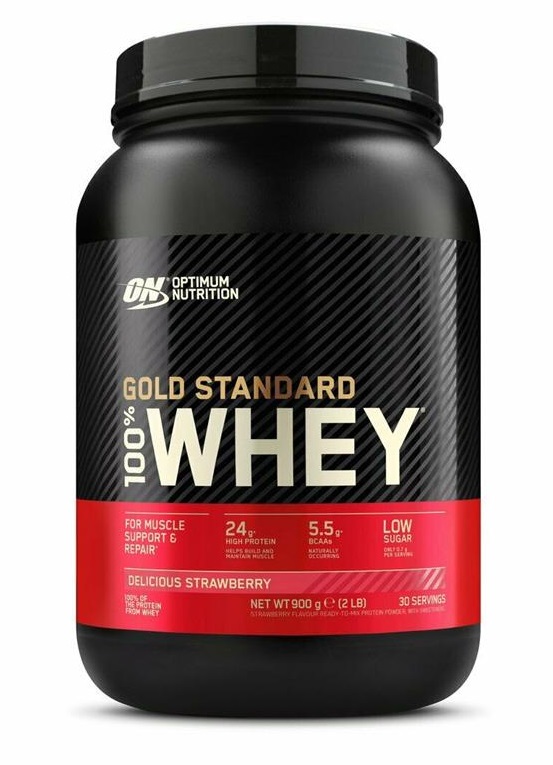 Pudra proteica proteine din zer  Gold Standard 100% Whey Capsuni, 908g, Optimum Nutrition