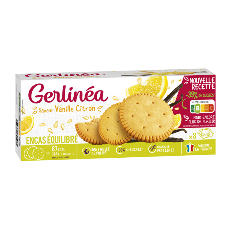 Biscuiti aroma vanilie si lamaie, 156g, Gerlinea