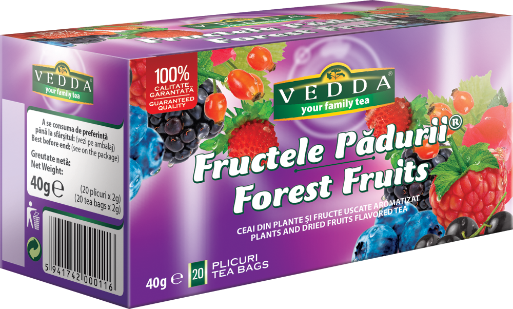 Ceai din fructe de padure, 20 plicuri x 2g, Vedda