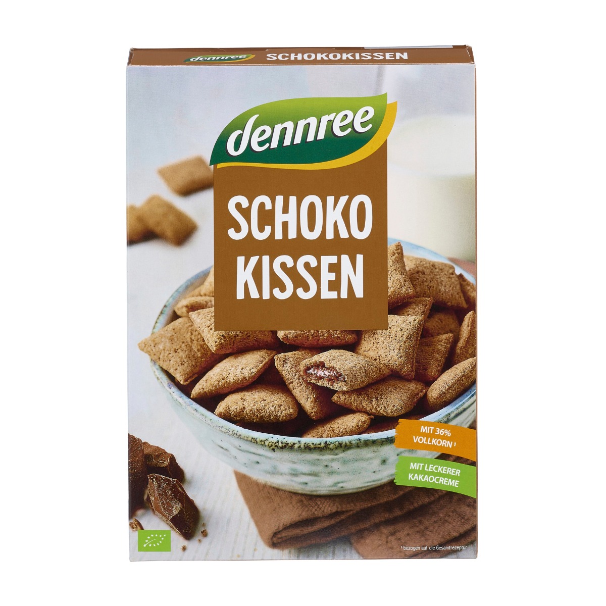 Cereale pernute umplute cu ciocolata bio, 375g, Dennree