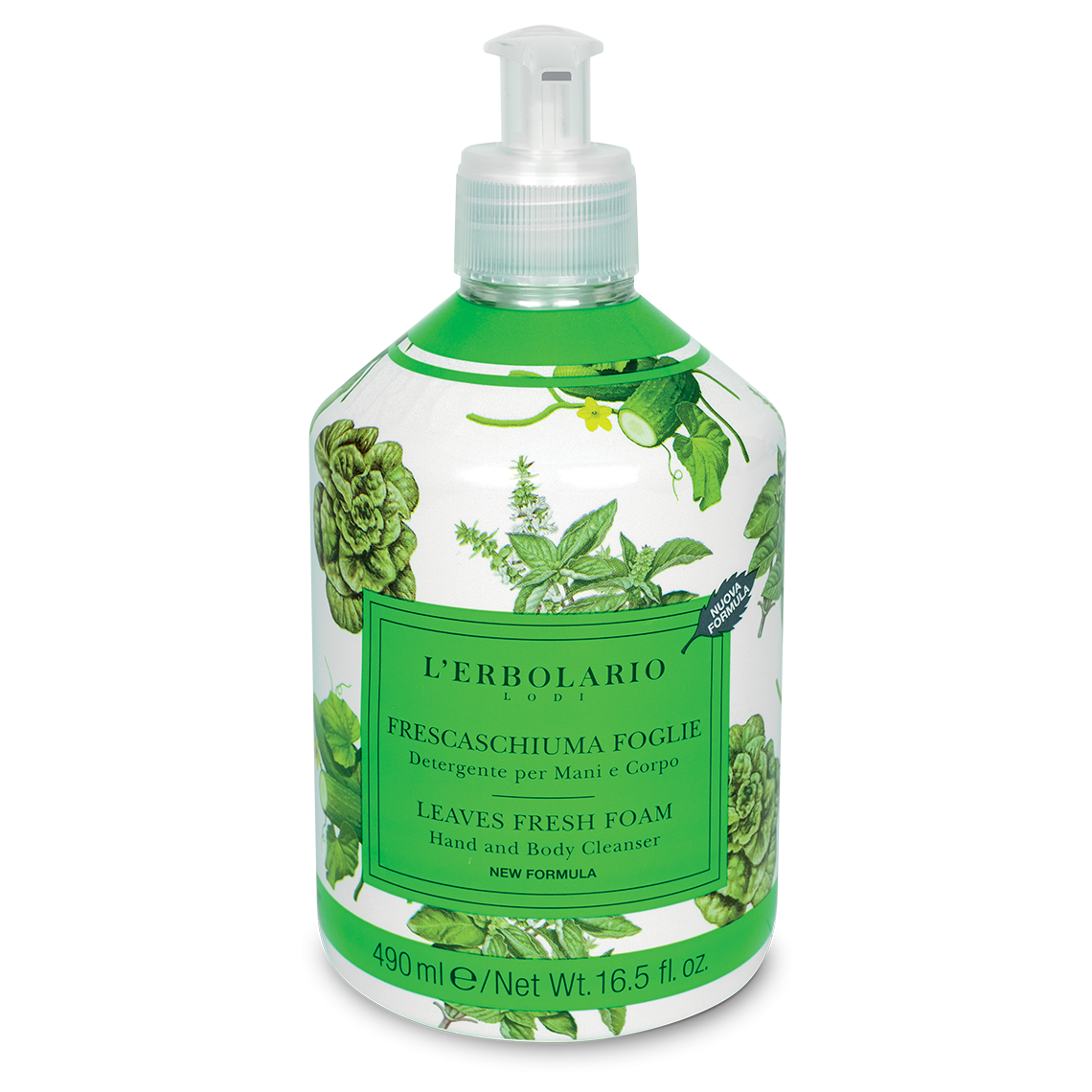 L'Erbolario Spuma de baie pentru maini si corp Leaves Fresh Foam Editie Limitata 047, 490ml