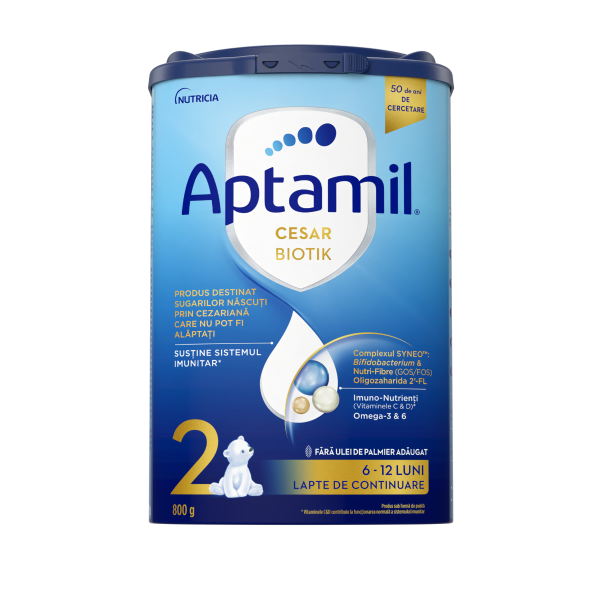 Lapte de continuare 6-12 luni CESAR-BIOTIK 2, 800g, Aptamil