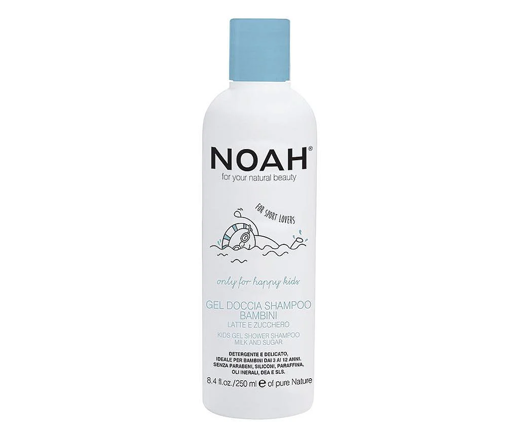 Gel de dus si sampon cu lapte si zahar pentru copii, 250ml, Noah