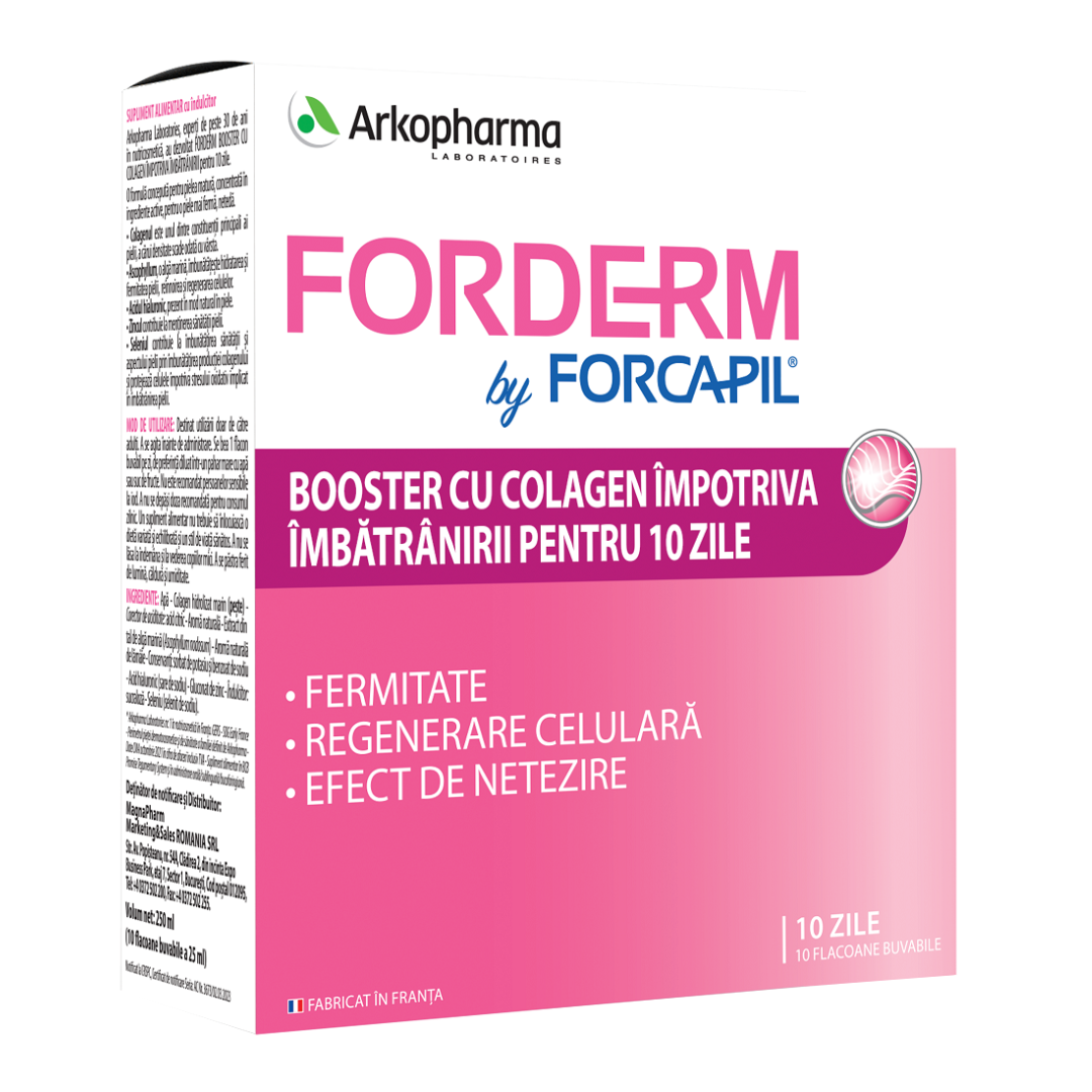 Forderm booster cu colagen by Forcapil, 10 fiole, Arkopharma