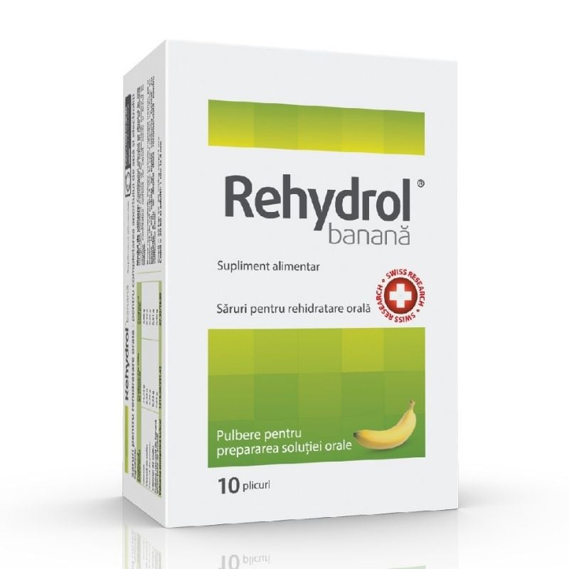 Saruri de rehidratare cu aroma de banana Rehydrol, 10 plicuri, Mba Pharma Innovation