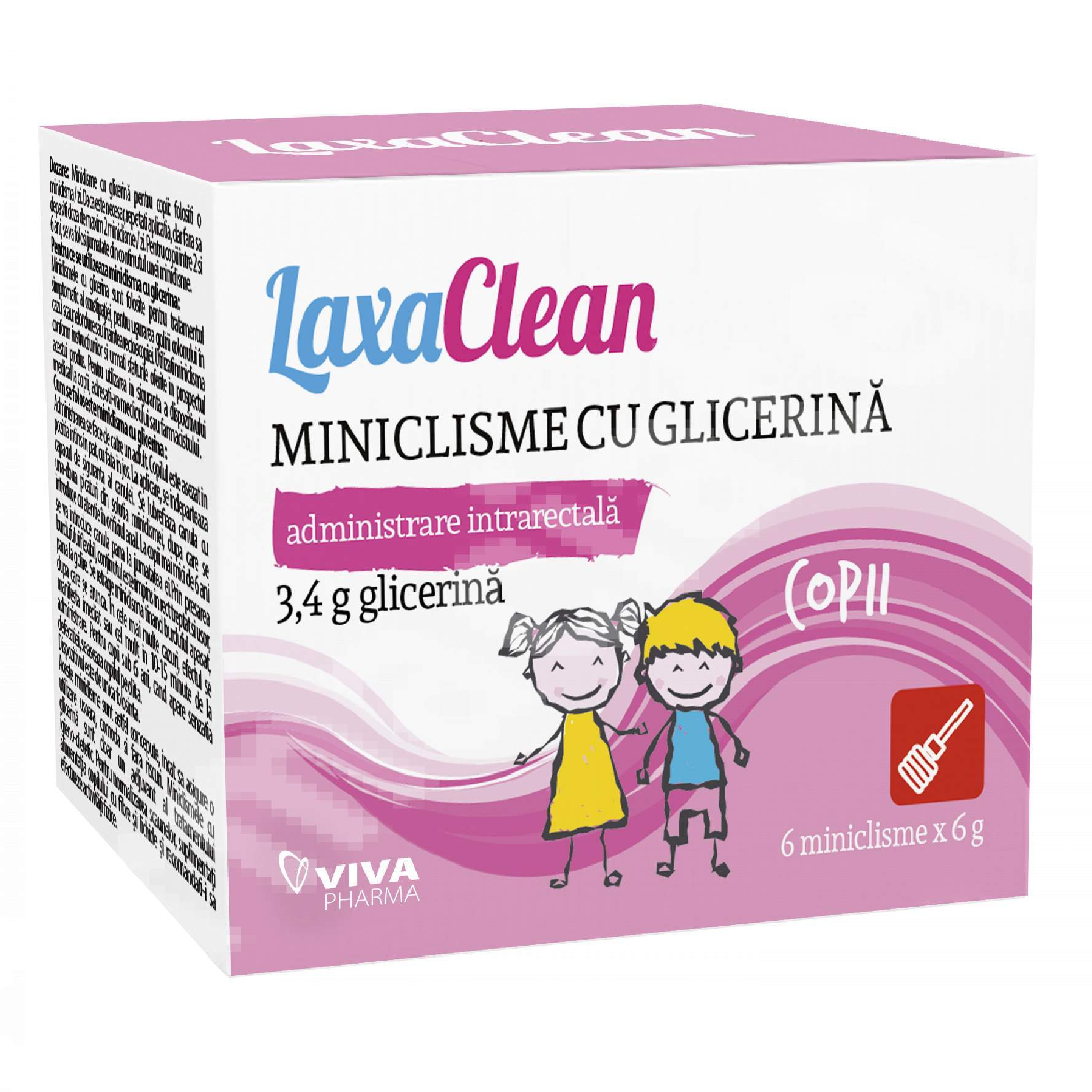 Miniclisme cu glicerina pentru copii Laxaclean, 6 miniclisme, Viva Pharma