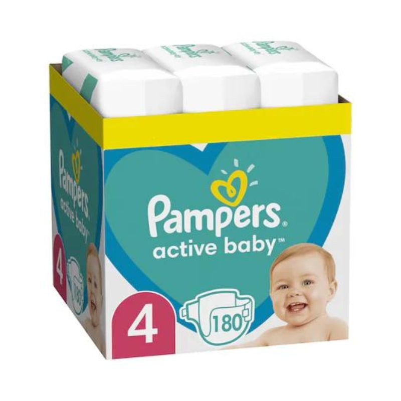 Scutece Active Baby, Marimea 4, 9 -14 kg, XXL BOX, 180 bucati, Pampers